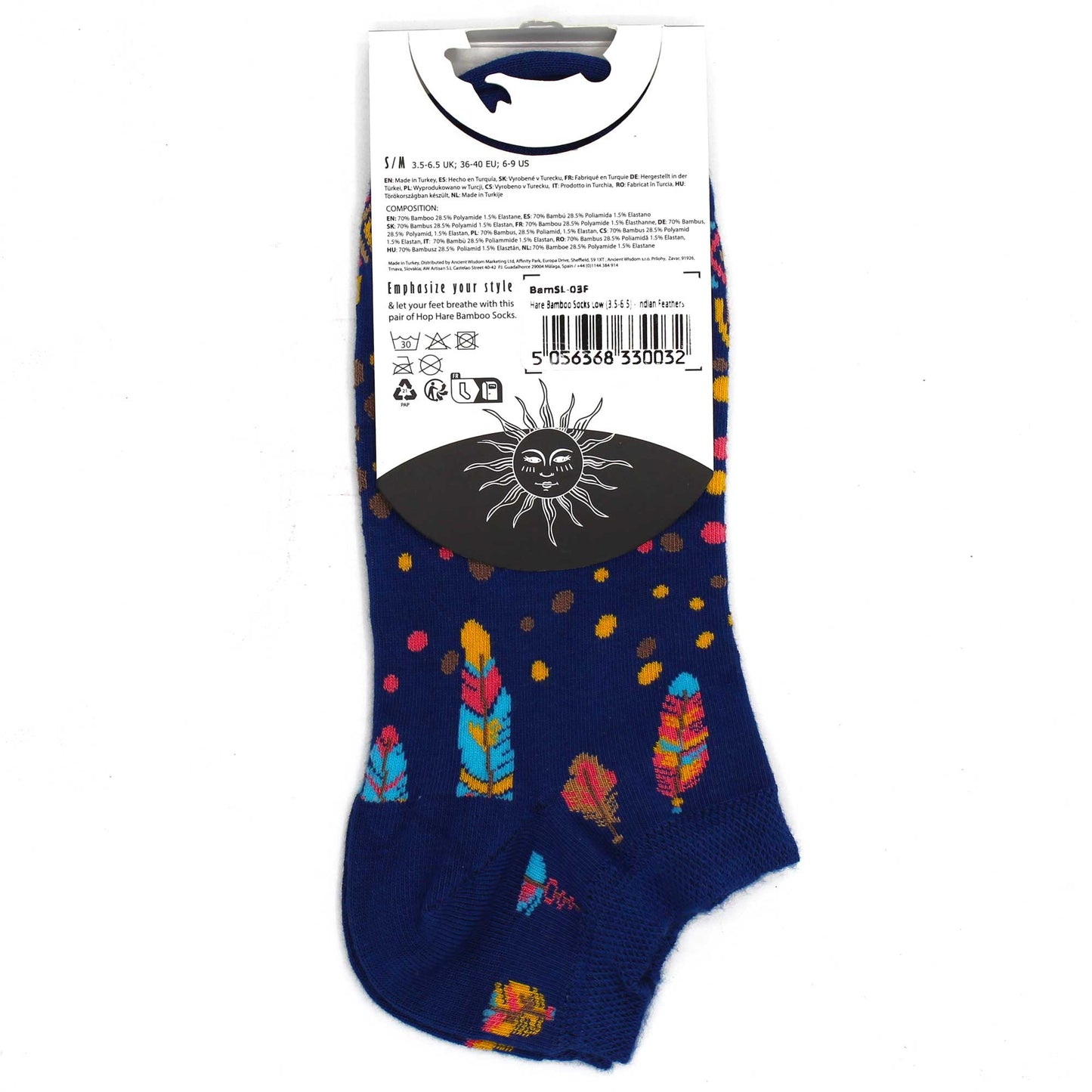 M/L Hop Hare Bamboo Socks 0 (7.5- 11.5) - Indian Feathers