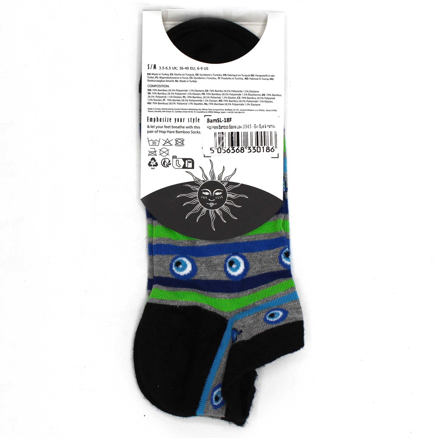 S/M Hop Hare Bamboo Socks 0 (3.5-6.5) - Evil Eye and Hamsa