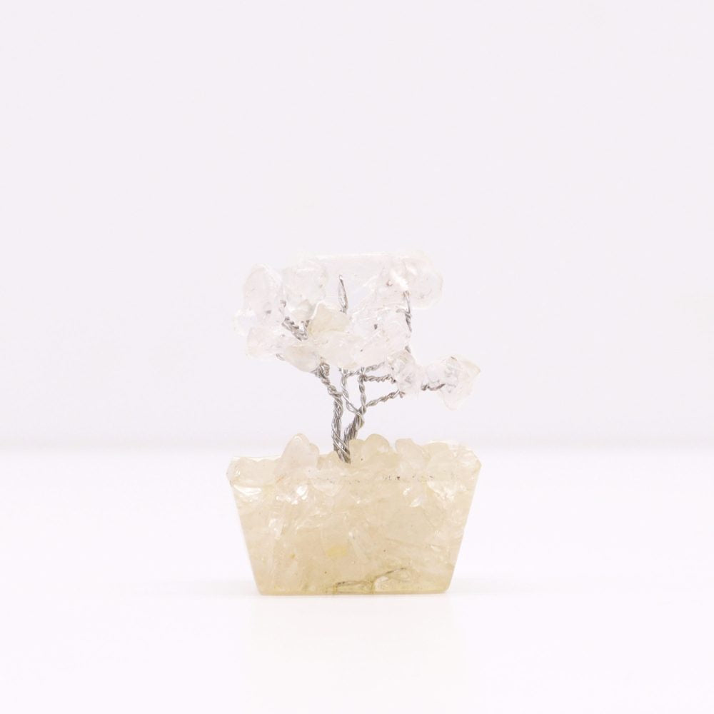 Mini Gemstone Tree On Orgonite Base - Rock Quartz (15 stones)