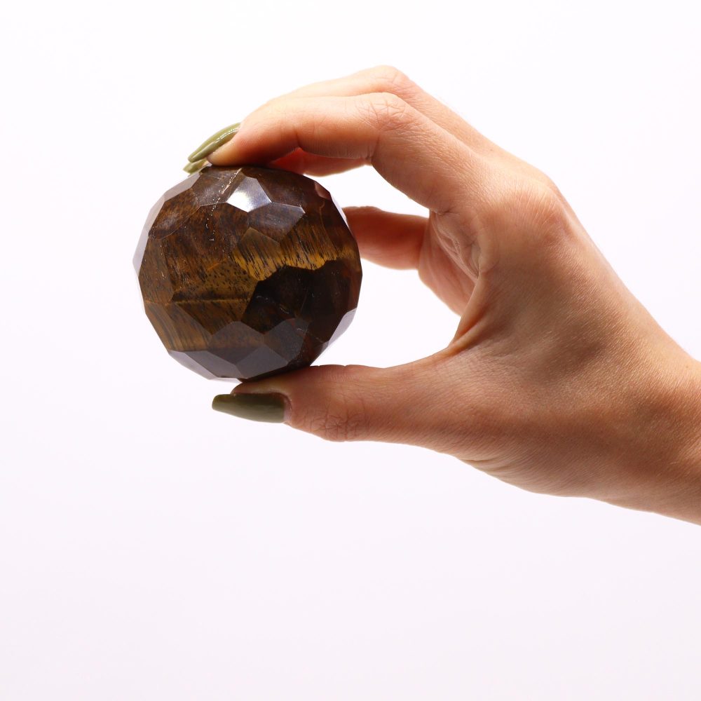 Gemstone Faceted Healing Ball and Stand - Tigereye