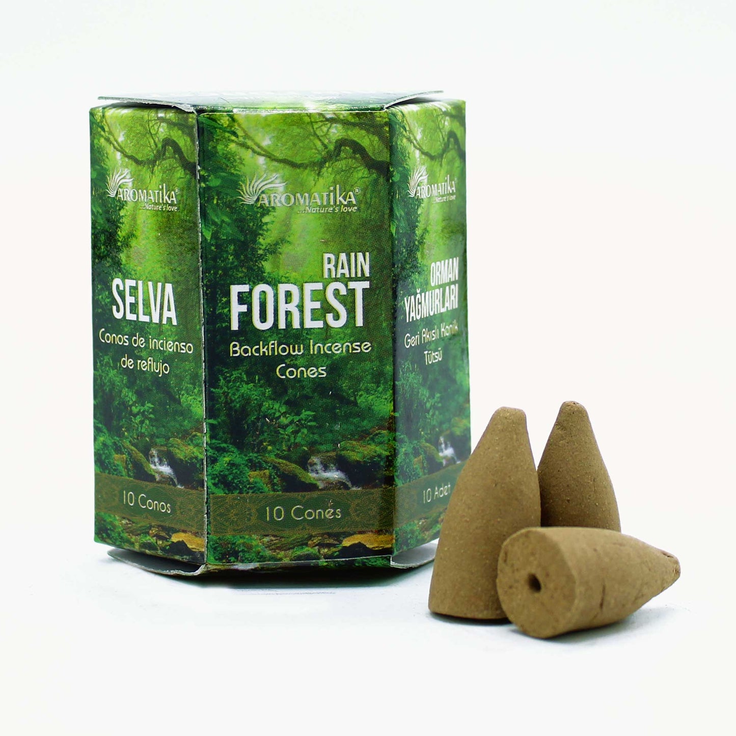 Pack of 10 Masala Backflow Cones - Rain Forest