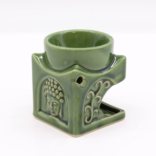 Square Buddha Oil Burner - Dark Jade
