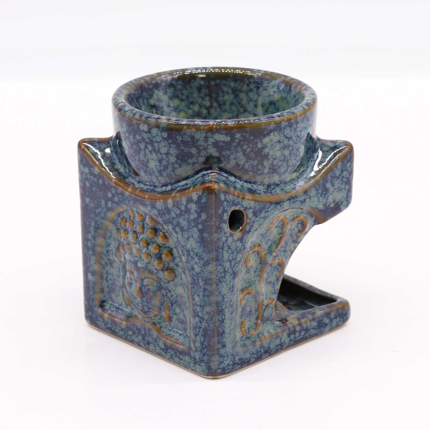 Square Buddha Oil Burner - Dusty Blue