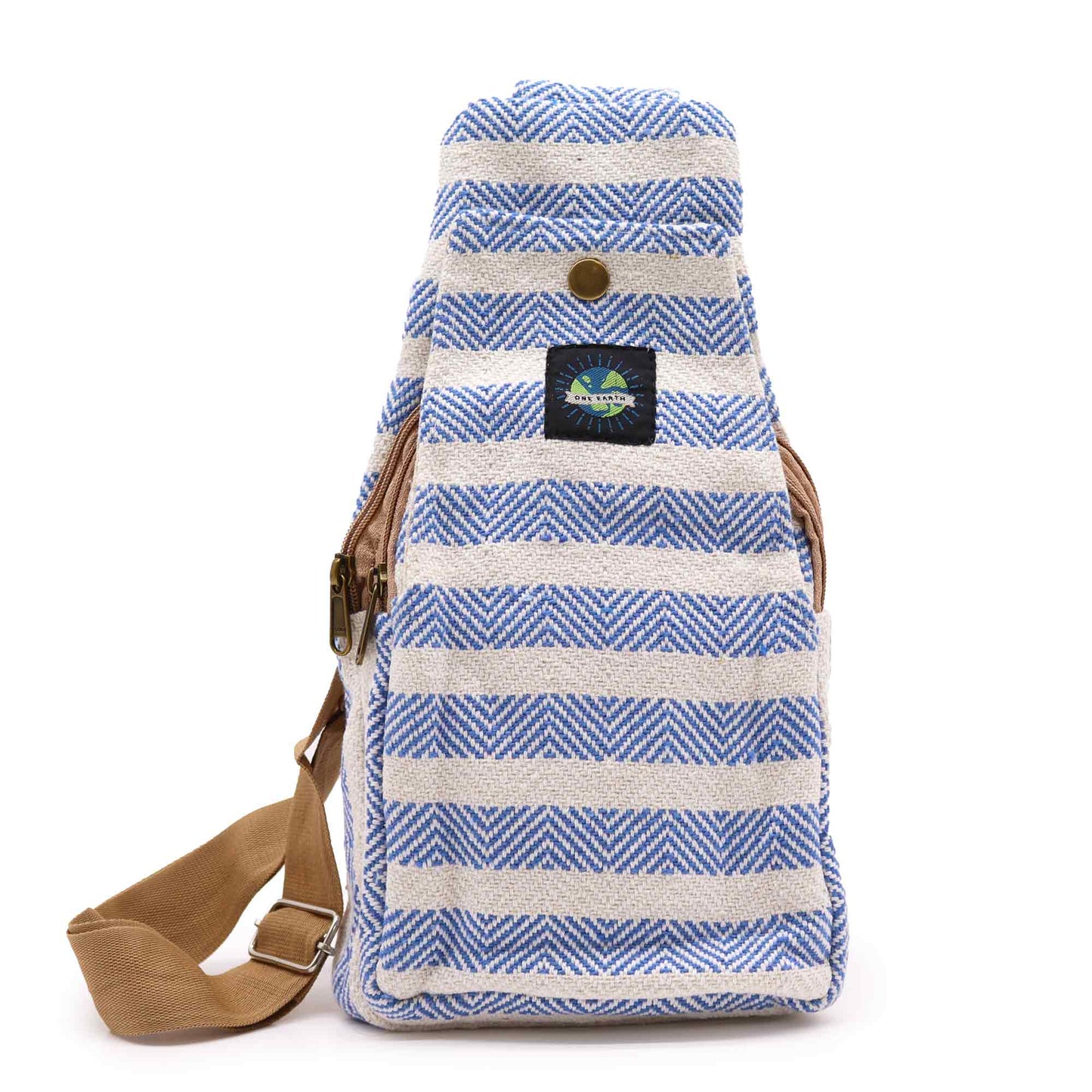 Body Cross Bag Natural Cotton - Blue and White