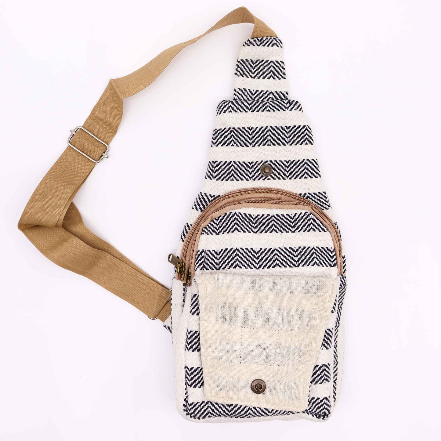 Body Cross Bag Natural Cotton - Black and White