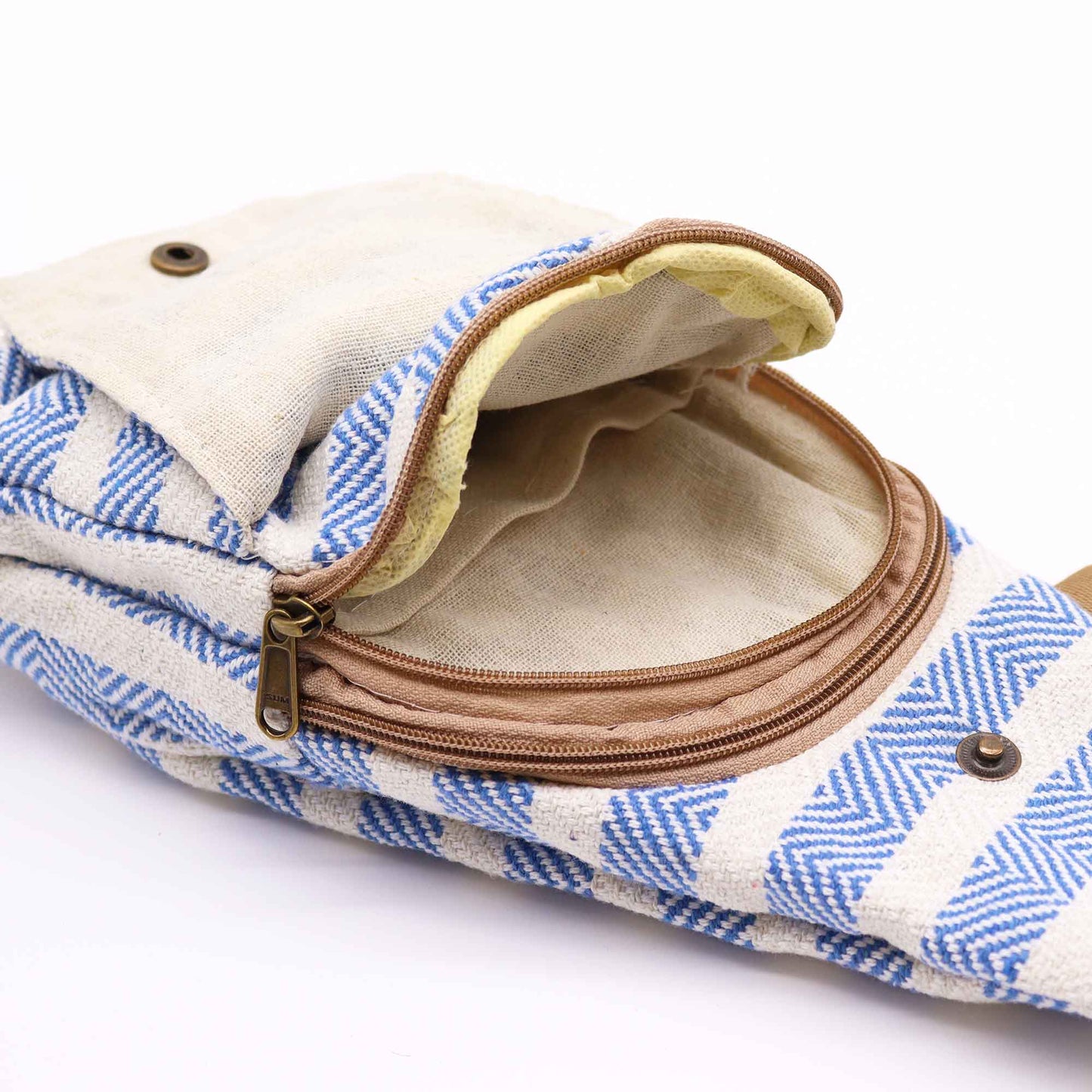 Body Cross Bag Natural Cotton - Blue and White