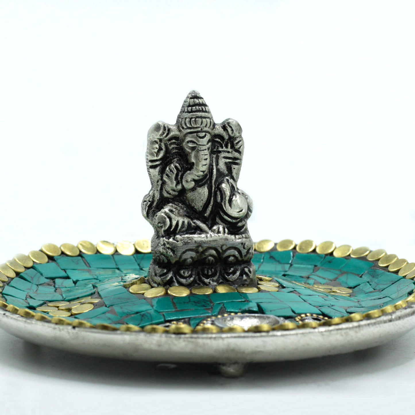 Ganesh Plate Tibetan Decor Cone and Stick Holder