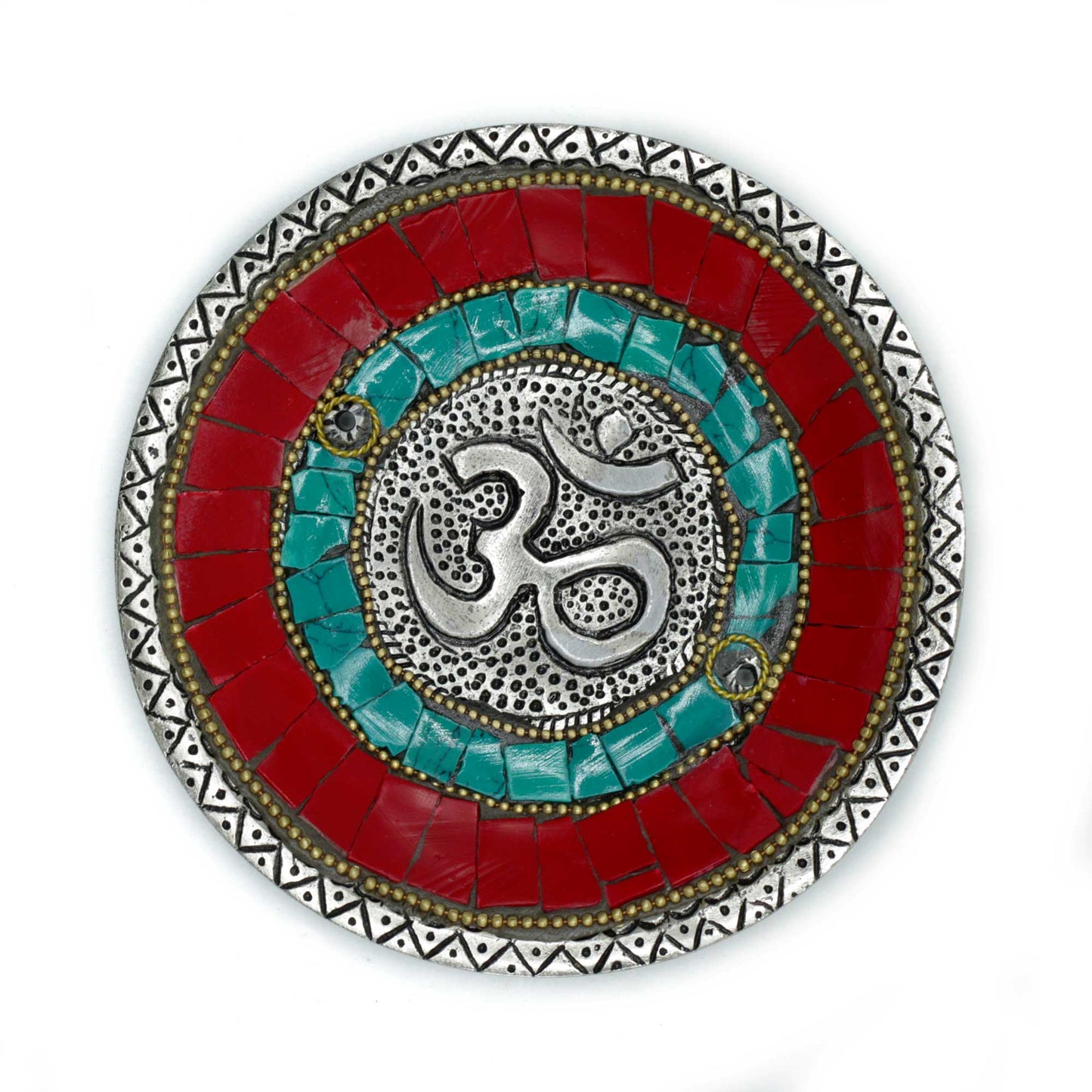Om Plate Tibetan Decor Cone and Stick Holder