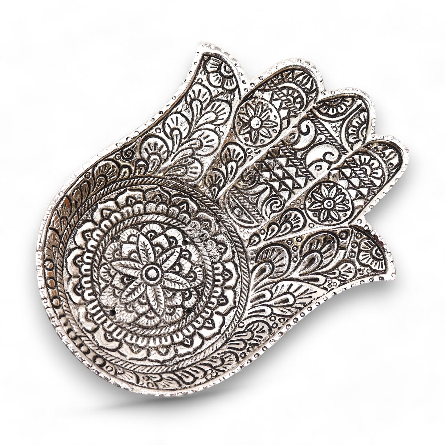 Polished Aluminium Lrg Hamsa Incense Holder