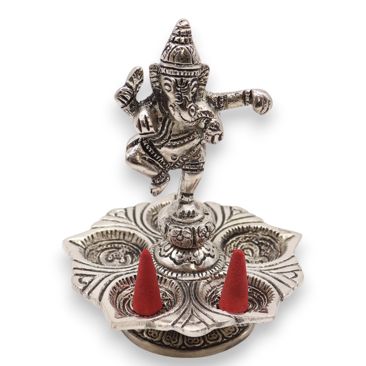 Dancing Ganesha Incense Holder – resin Ganesha figure incense cone holder with detailed base for boho spiritual décor UK.