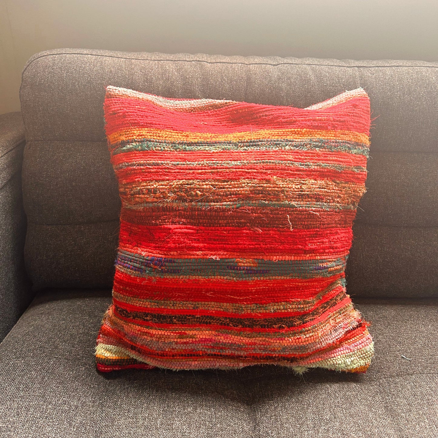 Rag Rug Cushion Covers - Rich Reds
