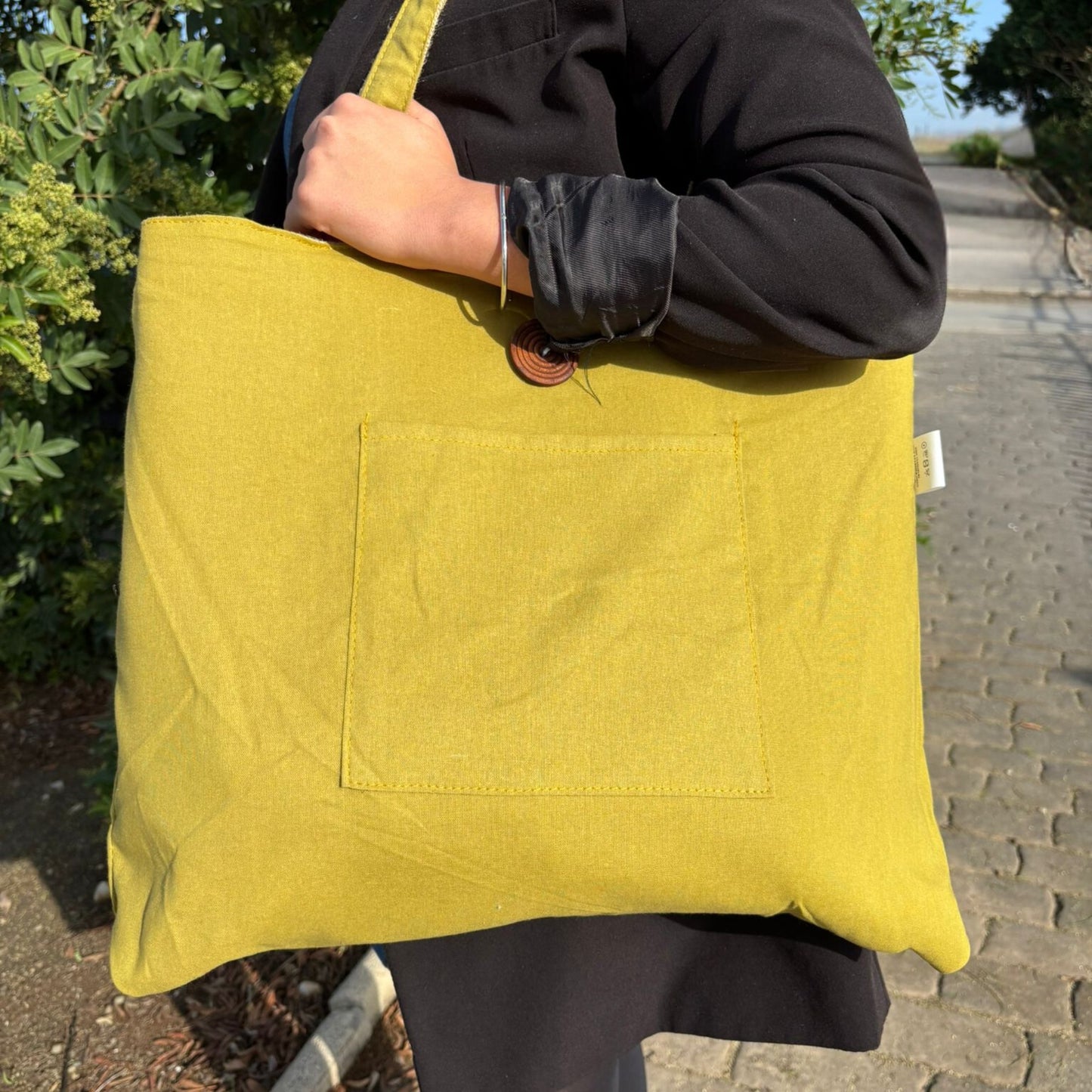 Jute and Cotton Reversible Big Bag - Pistachio