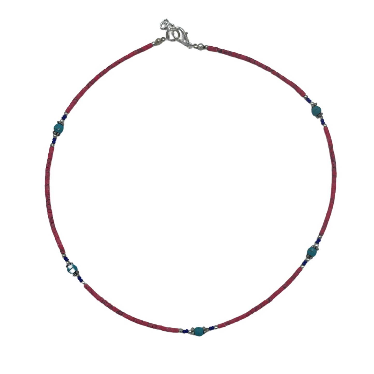 Pink Coral and Turquoise Beads Nepalese Extra Fine Gem Necklace
