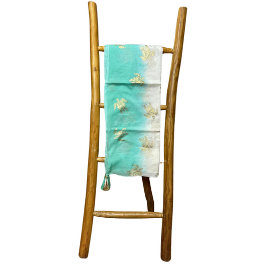 Nomad Sari On the Med Collection - Pario - White & Turquoise Gold Turtle Design