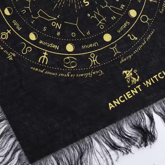 Ancient Witch Pendulum Divination Cloth - All Seeing Eye - Black & Gold
