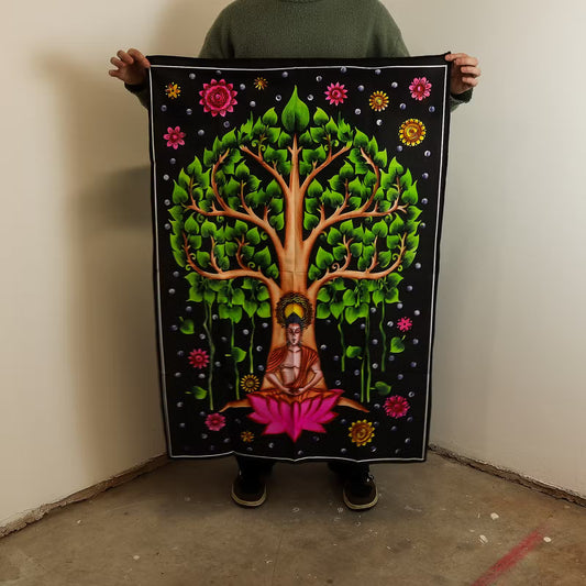 Cotton Wall Art (70x110cm) - Buddha Bodhi Tree