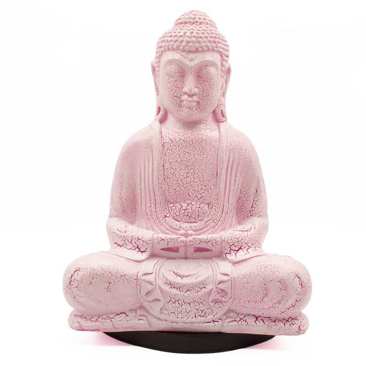 Meditation Buddha Lamp Cherry Crackle - Oval Stand