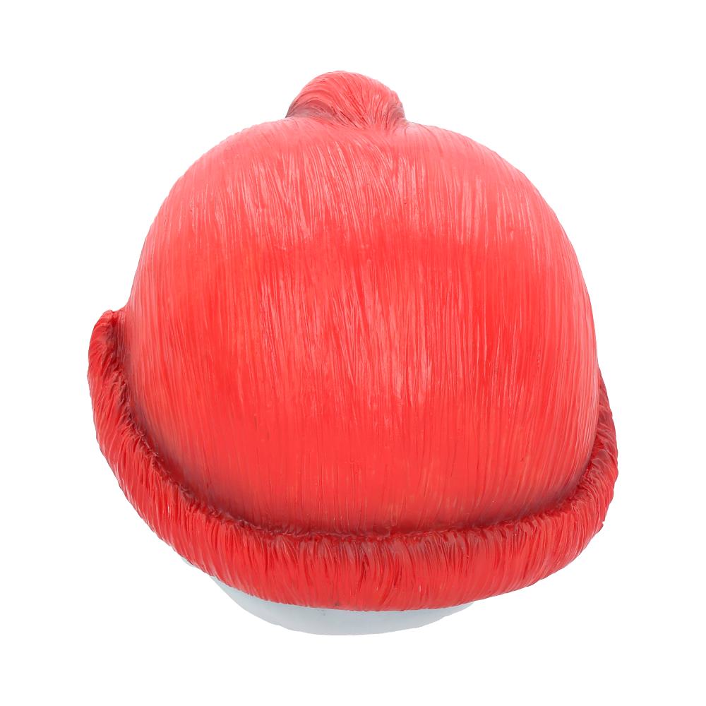 A red, dome-shaped hat with a brim is displayed against a plain white background.