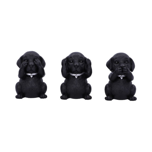 Three Wise Labradors Figurines – hand-painted resin Labrador trio in see no evil, hear no evil, speak no evil poses