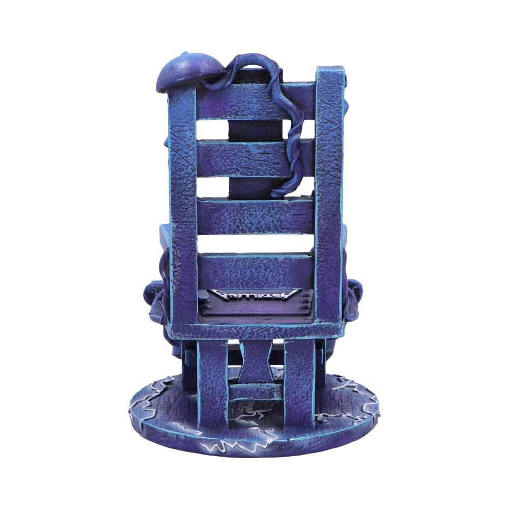 A blue, textured chair with an octopus design, featuring tentacles draped over the backrest, stands on a round base against a white background.