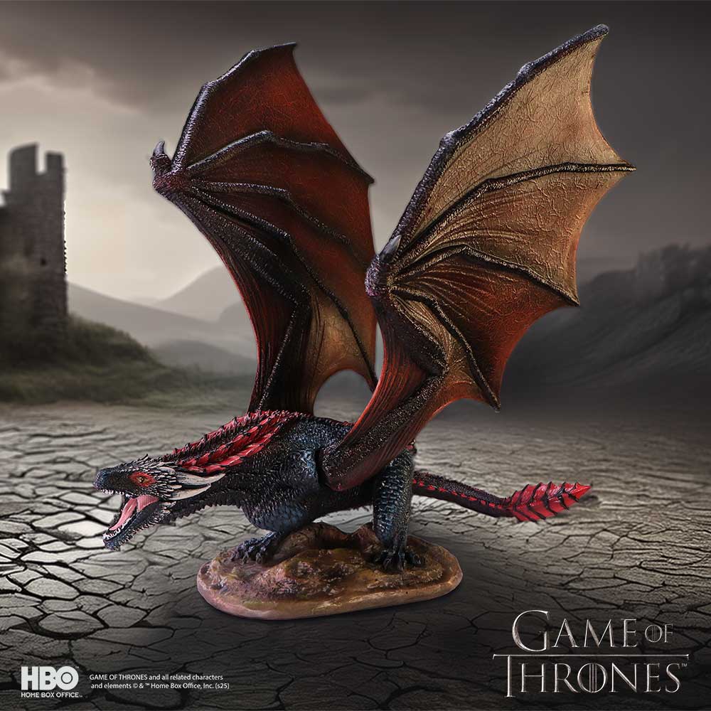 Game of Thrones Drogon dragon figurine with raised wings and open mouth