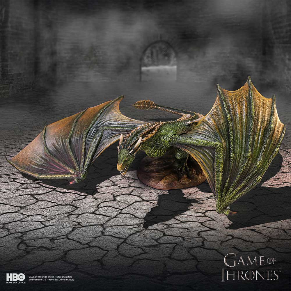 Game of Thrones Rhaegal dragon figurine with green scales and spread wings