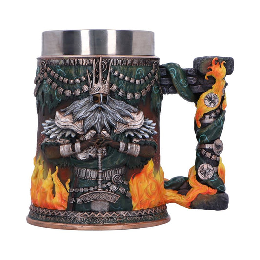 Dark Souls Gwyn tankard with sculpted Lord of Cinder face, flames and ornate handle