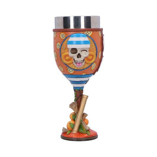 Orange One Piece Nami goblet with skull emblem, blue accents and sculpted oranges