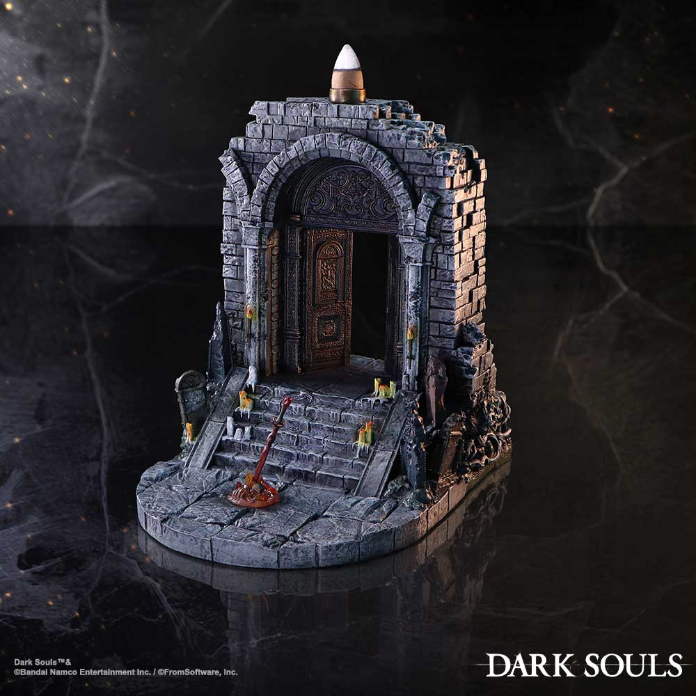 Fog Gate burner with a white-tipped cone on a dark Dark Souls themed background