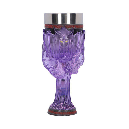 Naruto Sasuke goblet with translucent purple chakra-like sculpting and silver inner rim