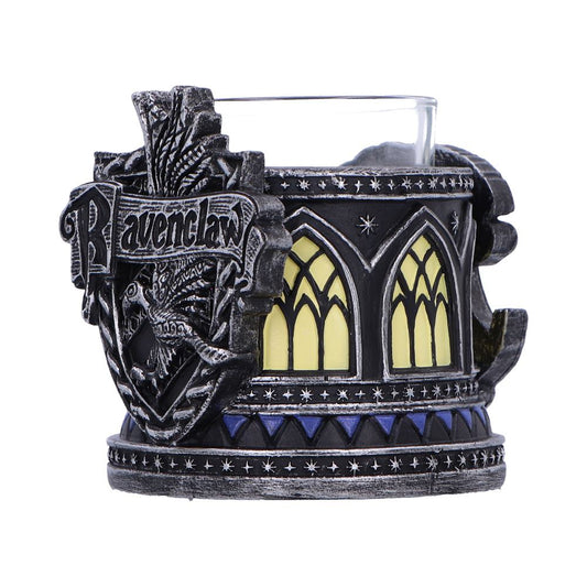 Harry Potter Ravenclaw Tealight Holder - angled view of the house crest and arched window detail