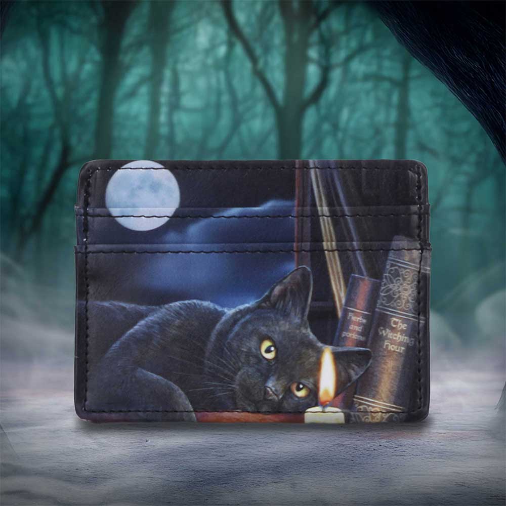 Lisa Parker Witching Hour Card Holder - Alternate styled view of black cat and candle artwork