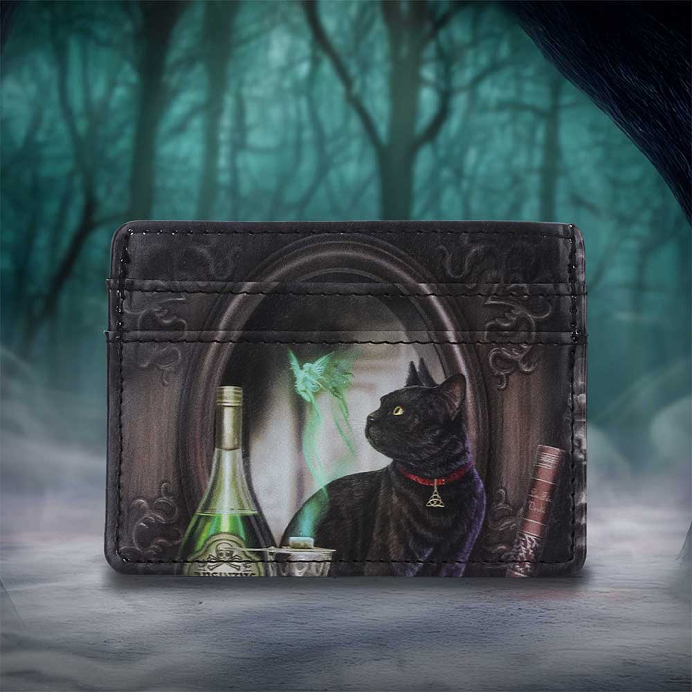 Lisa Parker Absinthe Card Holder - Alternate styled view of black cat and green fairy artwork