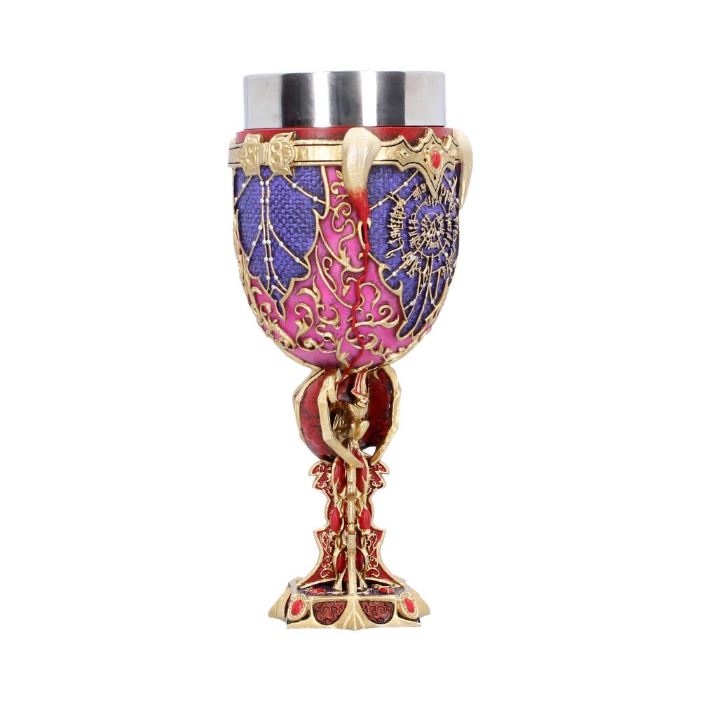 Baldur’s Gate 3 Astarion Goblet - opposite angle showing pale rim fangs and curling gold decoration