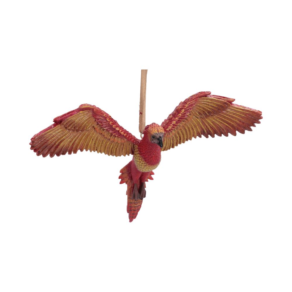 Harry Potter Fawkes in Flight Hanging Ornament - Opposite front angle of phoenix wings
