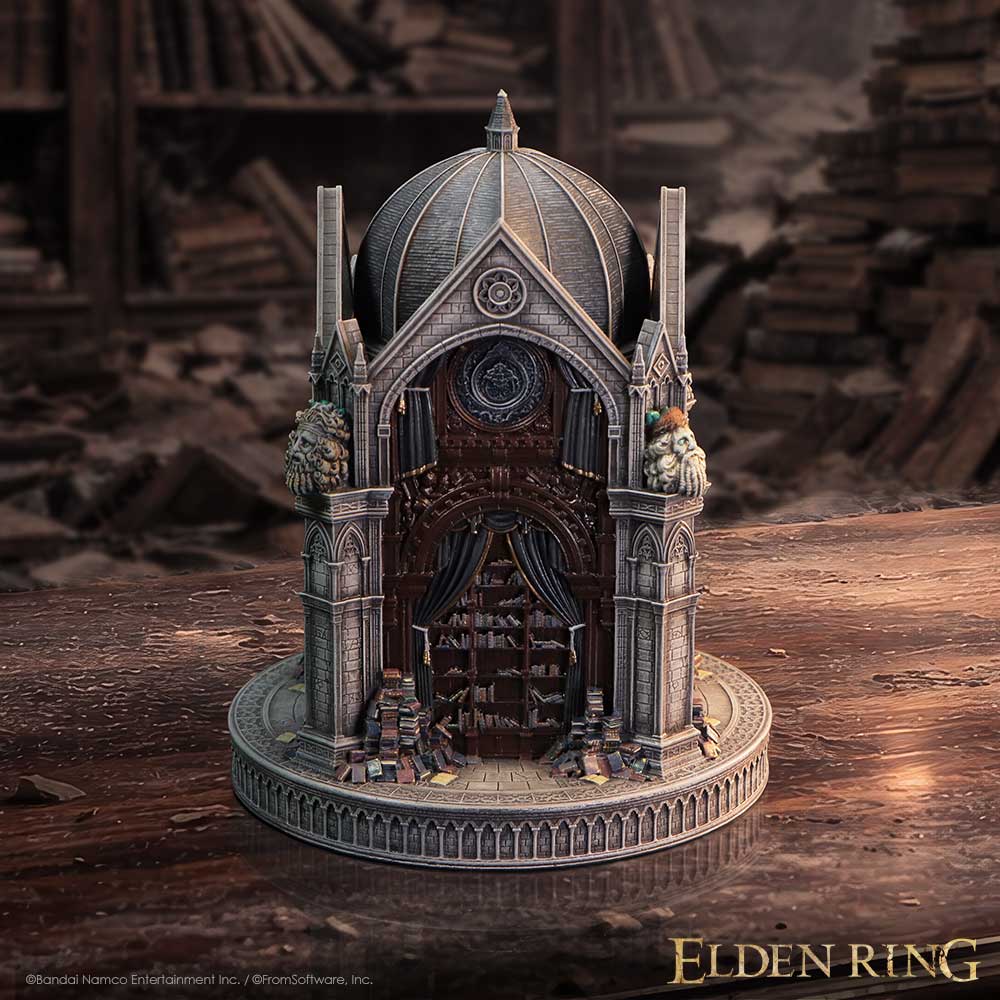 Elden Ring Raya Lucaria Trinket Box - displayed in a fantasy setting with the Academy of Raya Lucaria architecture facing forward
