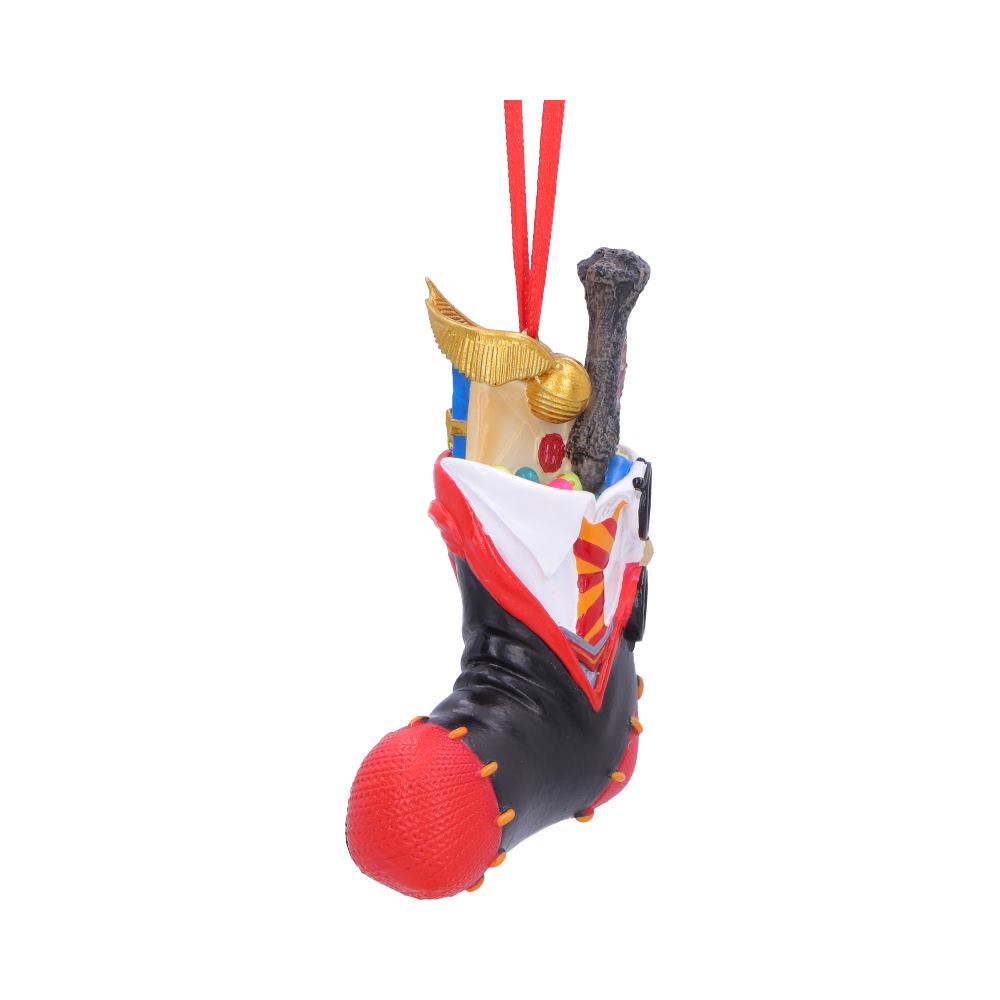 Harry Potter Uniform Stocking Hanging Ornament - Opposite angle of patched toe and hanging ribbon