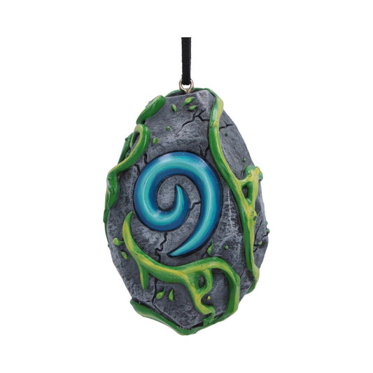 World of Warcraft Hearthstone Hanging Ornament - grey Hearthstone with blue spiral and green tendrils