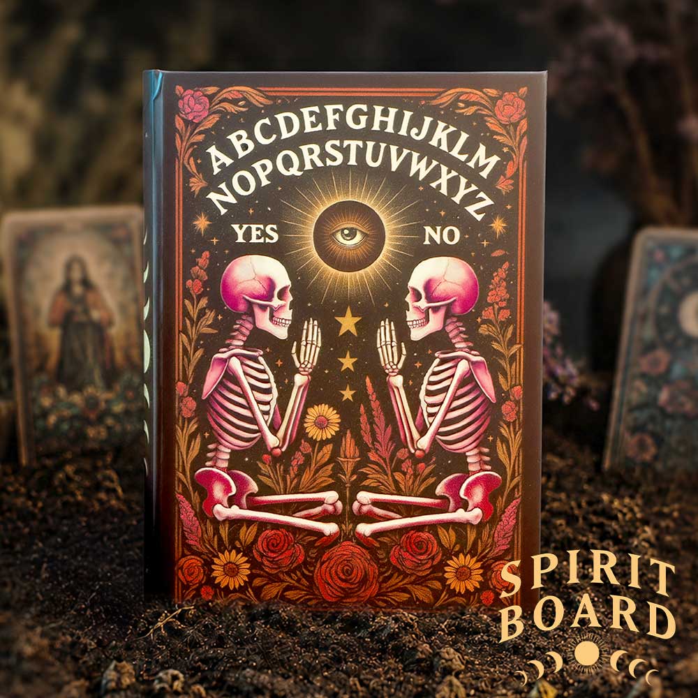 Spirit Board Bloom Journal - journal displayed among dark flowers and candles