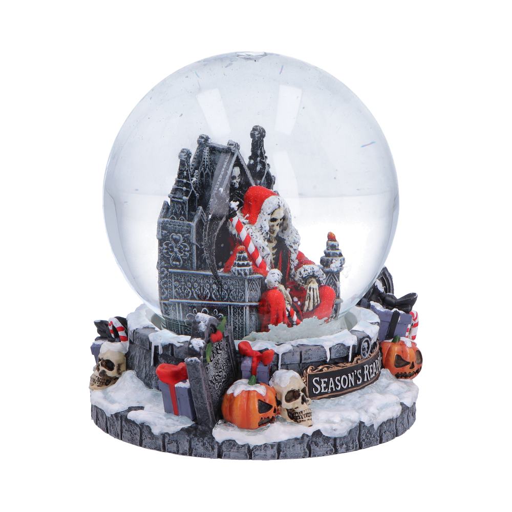 Silent Nightmares Season’s Reapings Snow Globe - Opposite angle of pumpkins and gift details