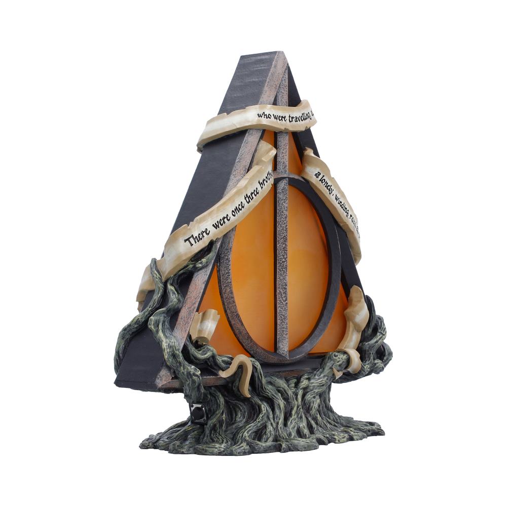 Harry Potter Deathly Hallows Lamp - opposite angle of inscribed lamp frame