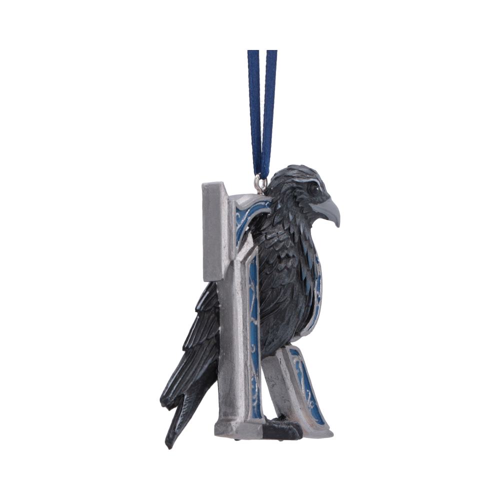 Harry Potter Ravenclaw Hanging Ornament - Side view of bird beak and blue hanging ribbon