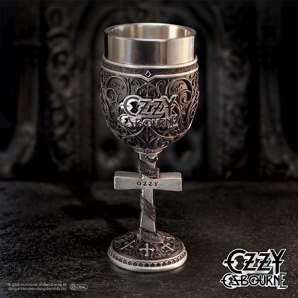 Ozzy Osbourne Prince of Darkness Goblet - Ozzy goblet displayed against a dark gothic background