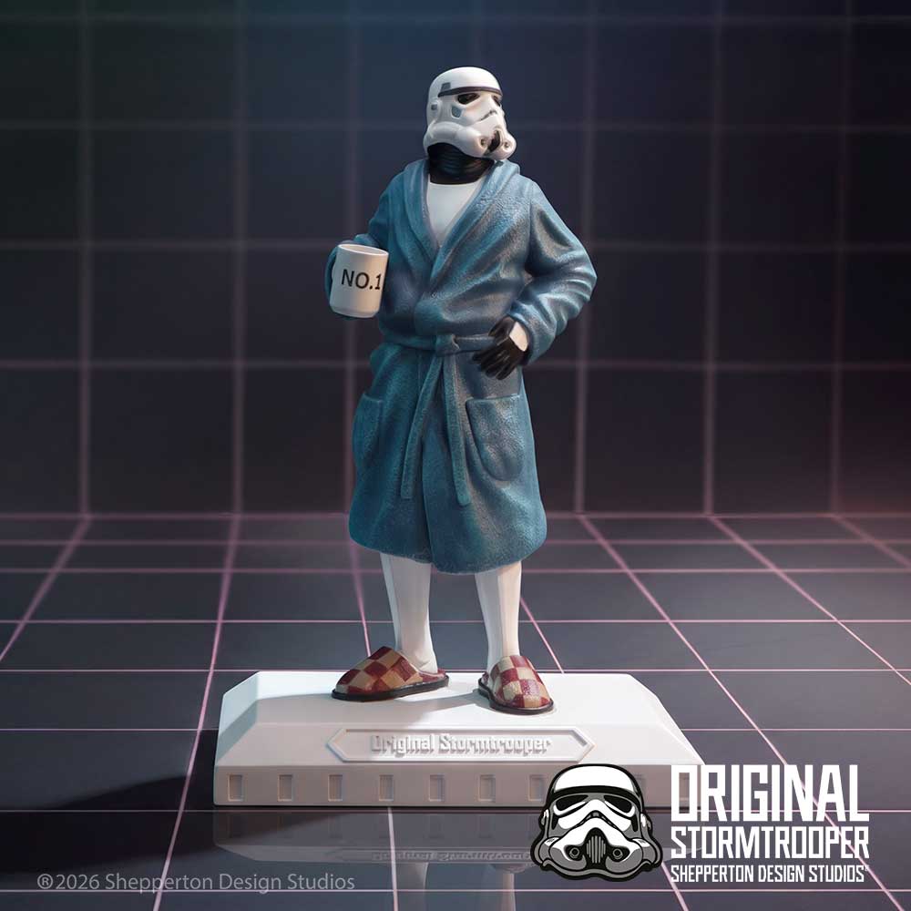 Stormtrooper Off Duty Figurine - Off-duty trooper on a pale base against a dark background