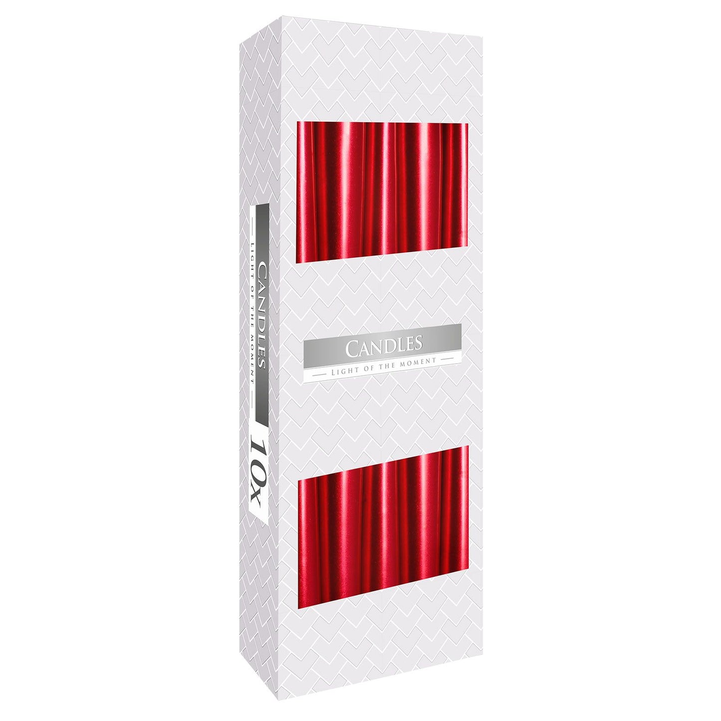 Metallic red taper candle 24.5cm paraffin wax ritual candle with approx 7 hour burn time