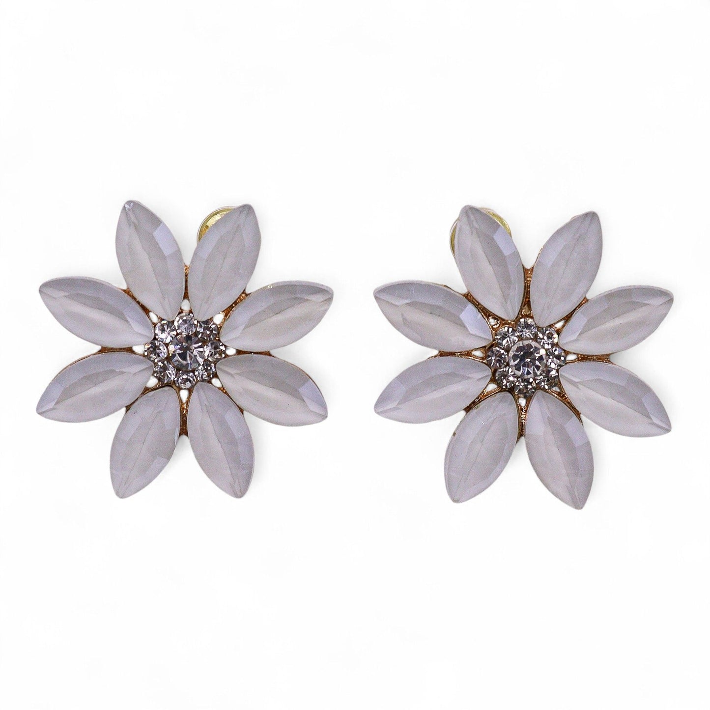 Vintage Glass Earrings Pearl Flowers
