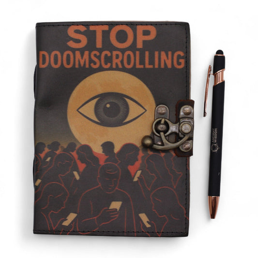 “Stop Doomscrolling” Leather Journal