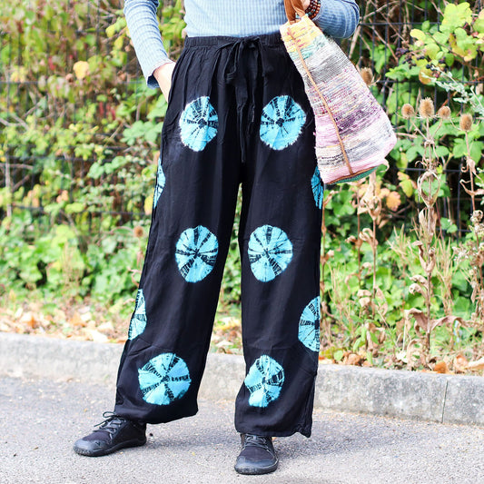 Japanese Style Lounge Pants - Med -Black, Blue