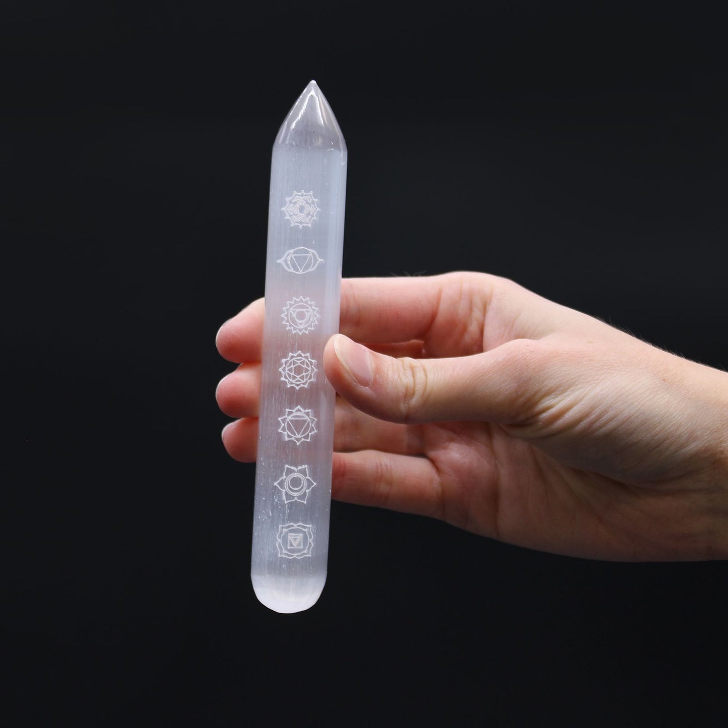 Selenite Wand - 7 Chakra Engraved