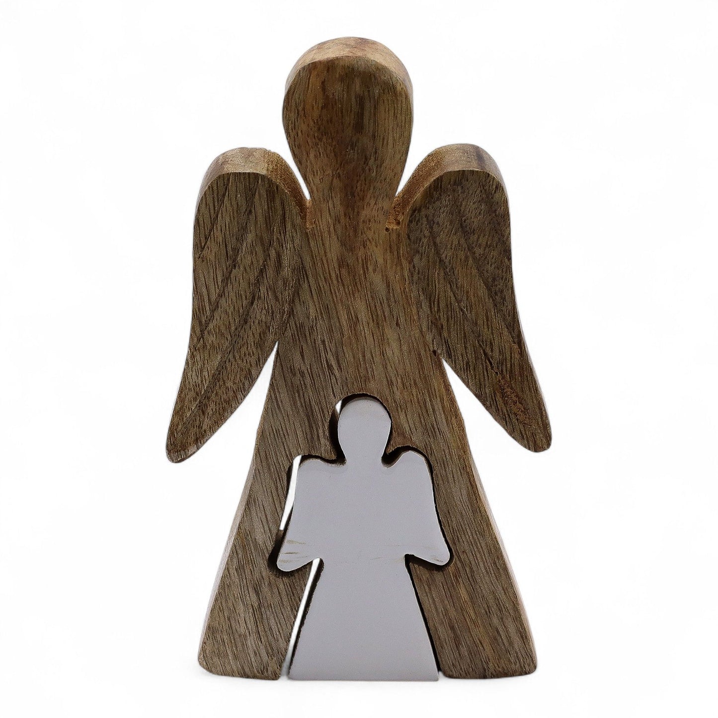 Mango Wood Angel in Angel - Protection